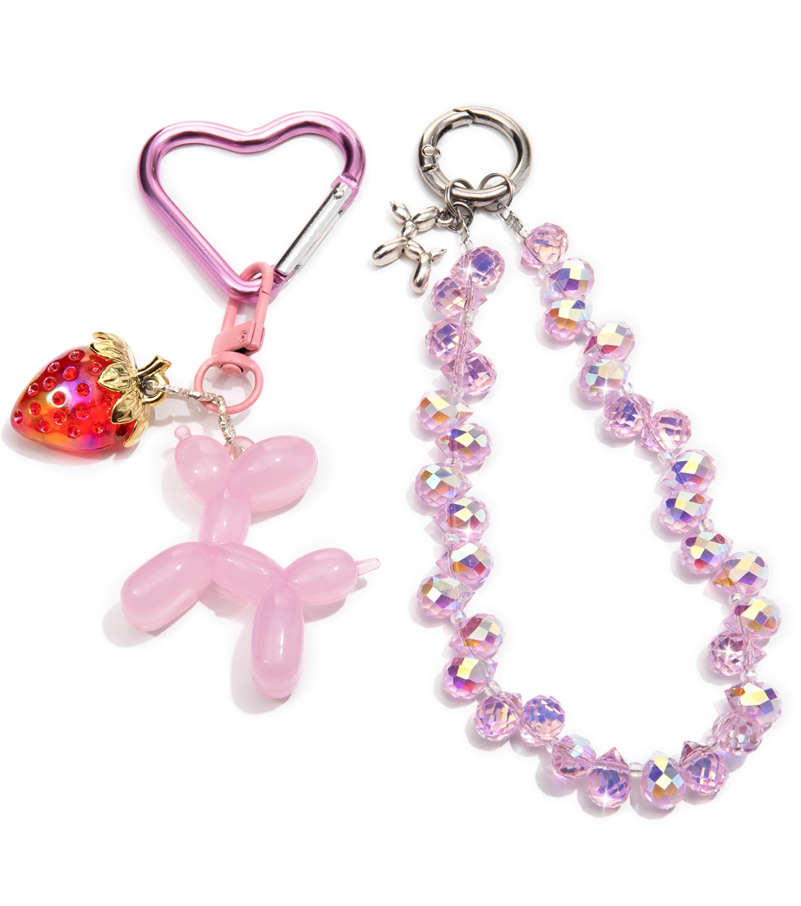 Bag Charms Balloon Dog Keychains for Women Cute Bling Keychain Wristlet, Girly Key Chain Accessories for Handbag Purse