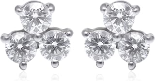 Avika Jewelry White Cubic Zirconia Stud Earrings with Push Backs- 925 Sterling Silver Earrings- Cute Earrings for Womens- Daily Wear Earrings-Round Shape Gemstone Earring- White Stone Earrings