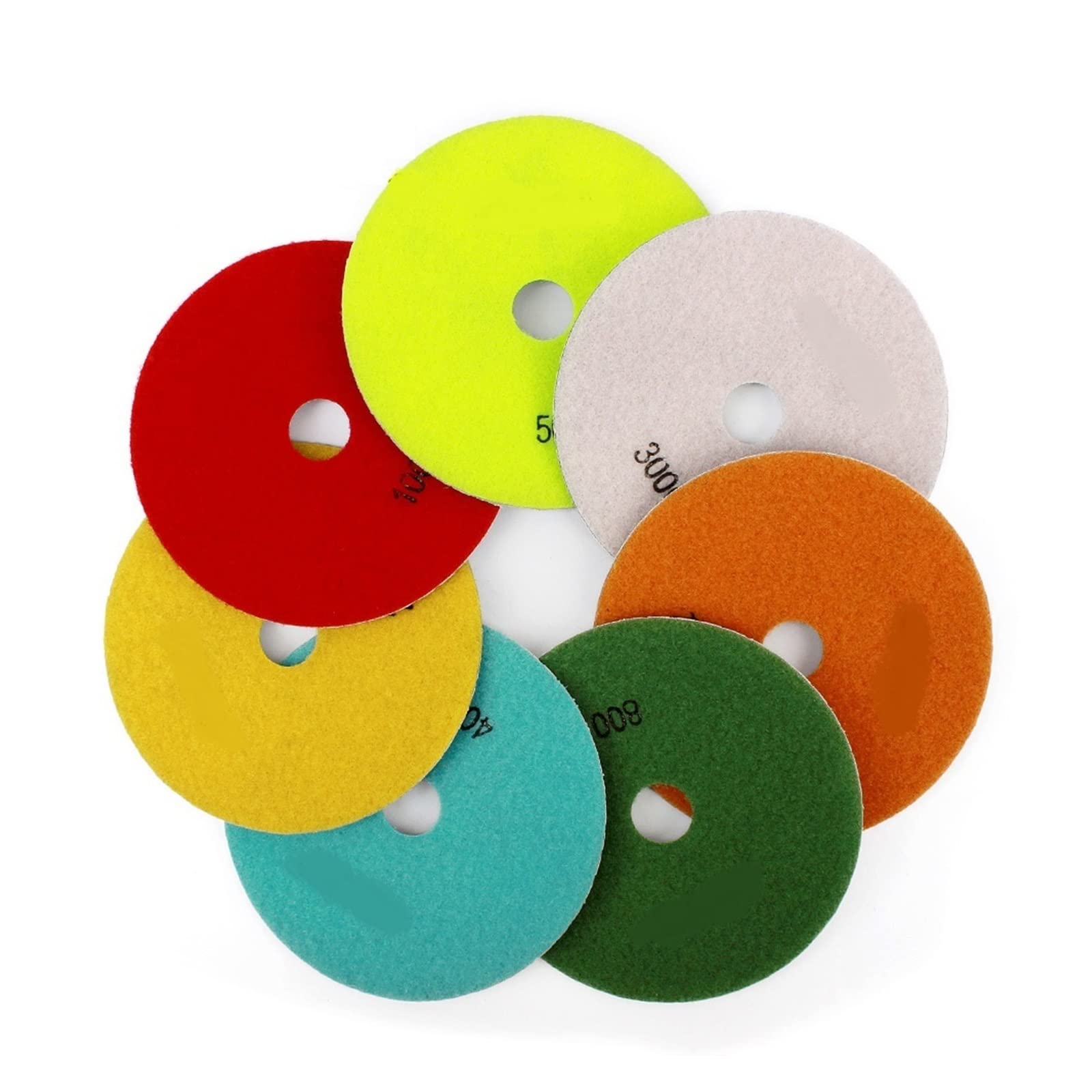 CAREG 5-Zoll-7-teiliges Set Diamant-Polierpads, flexibel, passend for Stein, Marmor, weiße Bindung, 125 mm Schleif-Polierscheibe Durable (Size : 50)