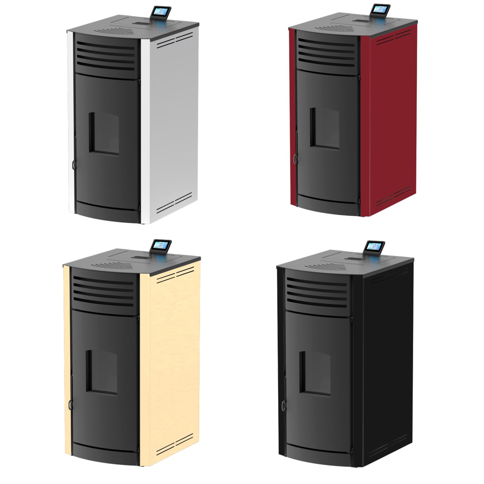 ROBIN WOOD- Enya Aqua Pelletofen Wassergeführt mit Wlan-Modul [12 KW, 15 KW, 18 KW, 24 KW, 30 KW] Energieeffizienzklasse A++/ A+ | Pelletheizung, Heizung (15 KW, Bordeaux)