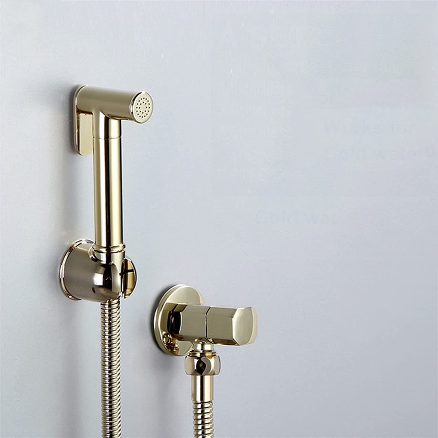 GLJTUO Handheld Bidet Douche Shower Spray, Hand Held Toilet Bidet Sprayer Wall Mounted, Single Cold Bidet Faucet, Solid Brass Shattaf Bidet Douche Kit,A Set