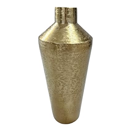 INDIAN DECORMART Metal Flower Vase | Flower Pots for Home Decor, Living Room, Bedroom, Office, Gifting - Gold