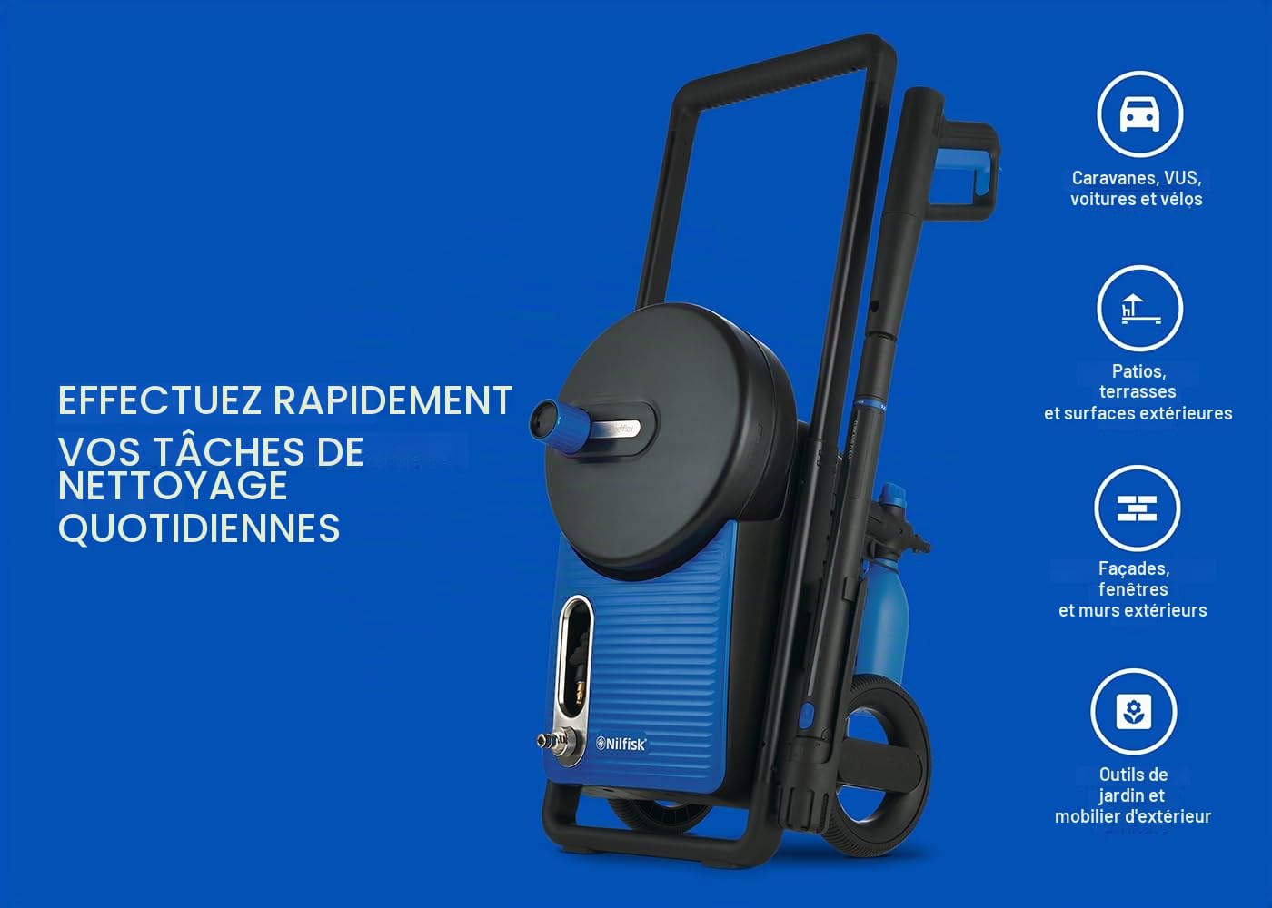 Nilfisk Excellent 180 Nettoyeur Haute Pression + Canon à Mousse – pour Grandes Terrasses et Voitures (2800 W)