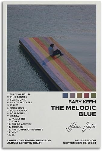 Póster de Baby Keem The Melodic Blue Poster Album Art Decor Painting Wall Art Art Póster para decoración de dormitorio, póster de 12 x 18 pulgadas