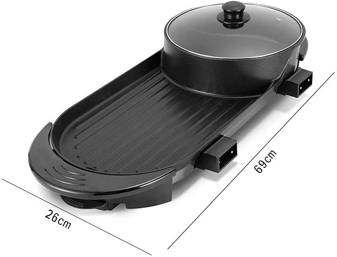 Parrilla de Asar Grill de Asar Plancha de Asar Parrilla eléctrica para olla caliente Parrilla eléctrica para barbacoa Interior 2 en 1 Gran capacidad Interior Multifuncional Sartén antiadherente Bar