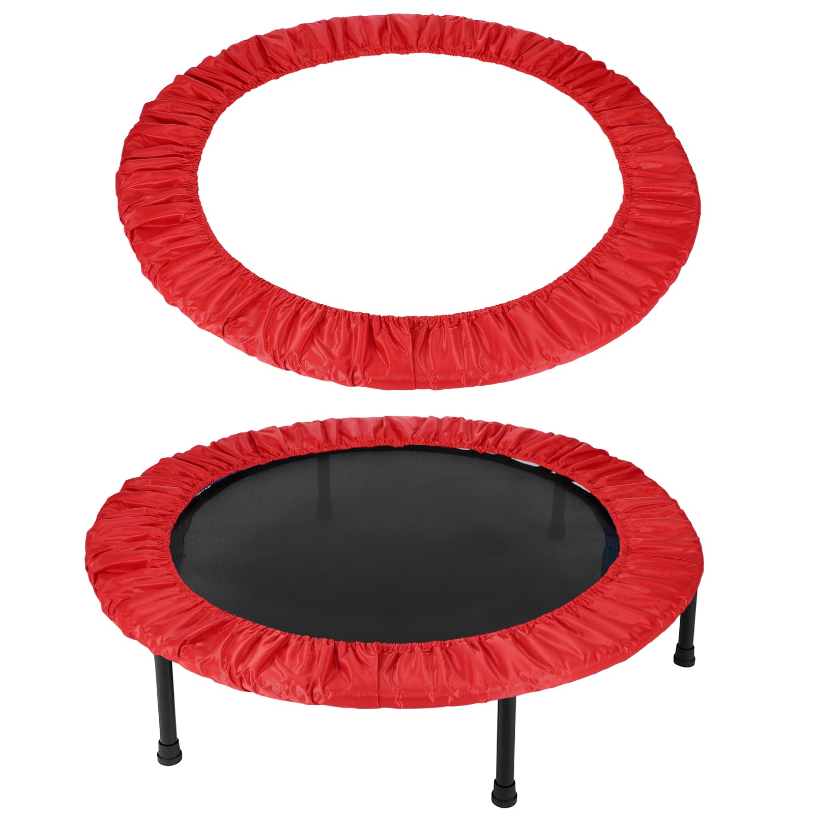 YELARXI Trampolines Spring Cover, Round Small Trampolines Replacement Cover, 6 Holes Safety Pad Replacement - Fitting for (Men/Women/Indoor/Home/Fitness) 38 Inch & Oxford Cloth & Red
