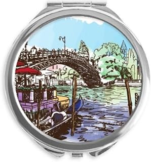 Italy Venice Landmark Watercolour Hand Compact Mirror Round Portable Pocket Glass