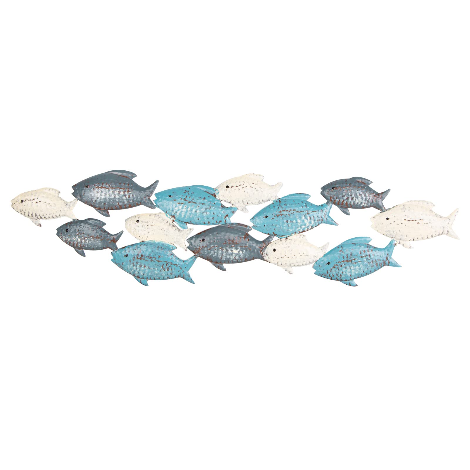 Logbuch-Verlag - Decoración mural de pez caliente de metal (75 cm, en tonos beige, azul y turquesa), escultura de pared de estilo marítimo
