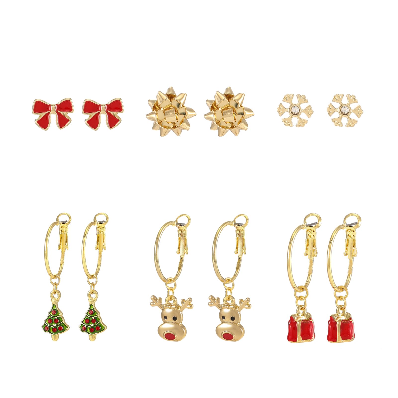 Madison Tyler Christmas Earring Set for Women | Cute Xmas Earrings for Women | Small Snowman Bear Santa Claus Snowflake Reindeer Stud Holiday Earrings