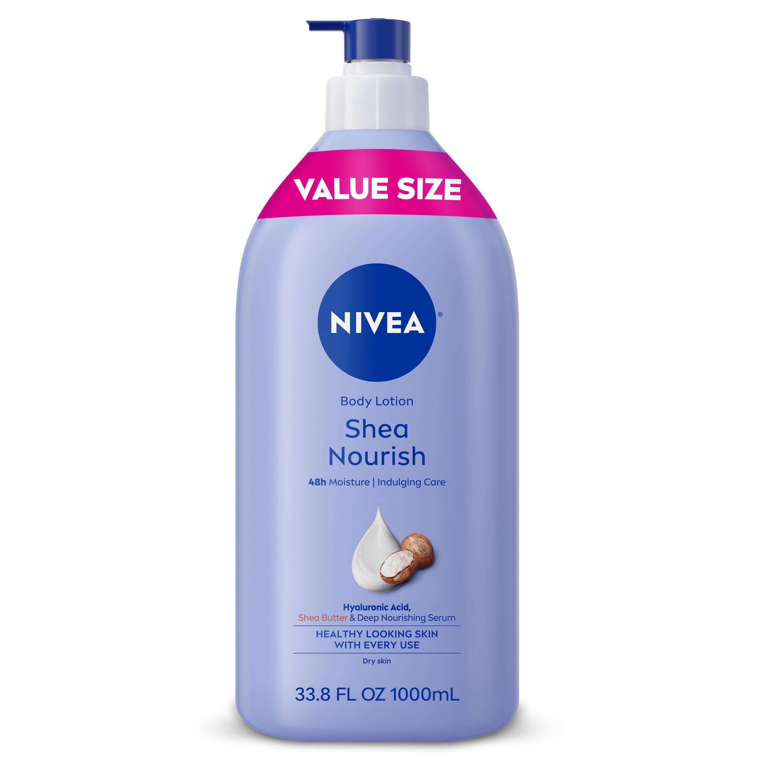 NIVEA Shea Nourish Body Lotion for Dry Skin with Hyaluronic Acid Shea Butter and Deep Nourishing Serum 48-Hour
