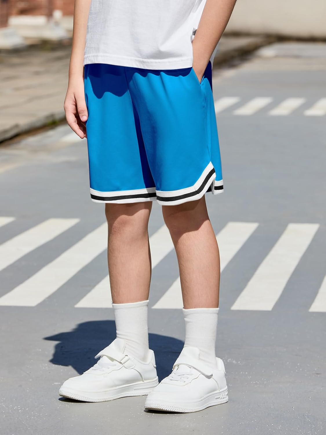 Haloumoning Boys Athletic Shorts Kids Youth Quick Dry Elastic Performance Basketball Shorts with Pockets 5-14 Years - Image 2