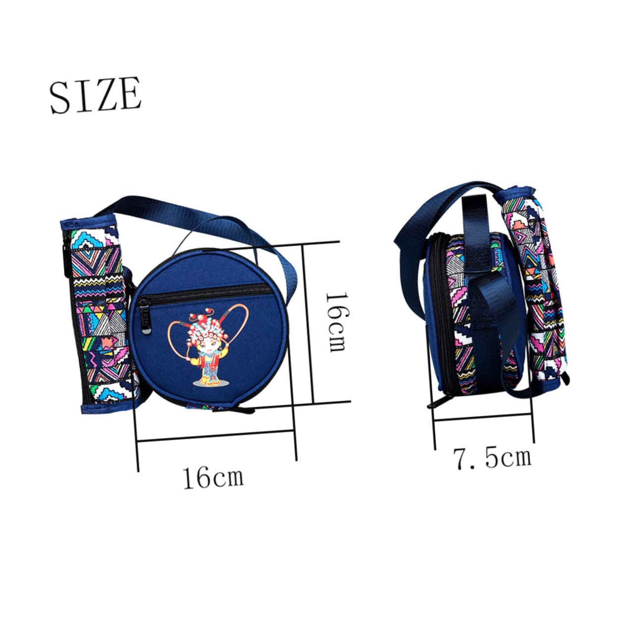 Sosoport 1Pc Ethnic Style Tongue Drum Bag Thickened Carrying Bag with Shoulder Strap Cute Traditional Chinese Drama Design Compact and Comfortable for Easy Transport