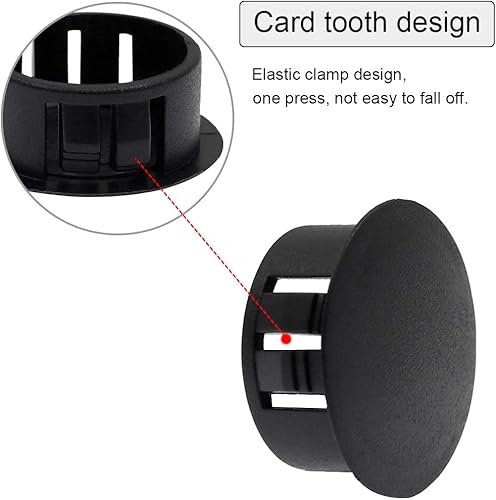 Miniatura 5 de Suiwotin 60 tapones negros de 0.630 in (58 pulgadas) para agujeros de plástico tipo empotrado, a presión, tubo de orificio de bloqueo, para muebles,