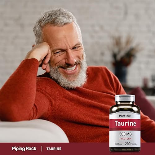 Miniatura 6 de Piping Rock Cápsulas de taurina de 500 mg  200 unidades  Forma libre  Sin OMG, suplemento sin gluten