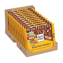 RITTER SPORT Arachidi Tostate, Tavoletta di Cioccolato al Latte con Croccanti Arachidi Tostate e Salate, Cacao 100% Certificato Sostenibile, 11 Pezzi da 100 g