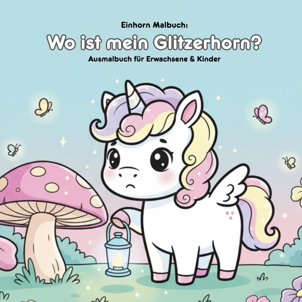 Einhorn Geschichte & Malbuch: Wo ist mein Glitzerhorn?: Ein magisches Einhorn-Abenteuer zum Ausmalen für Erwachsene & Kinder – 36 einzigartige ... für kleine Künstler und Geschichtenerzähler
