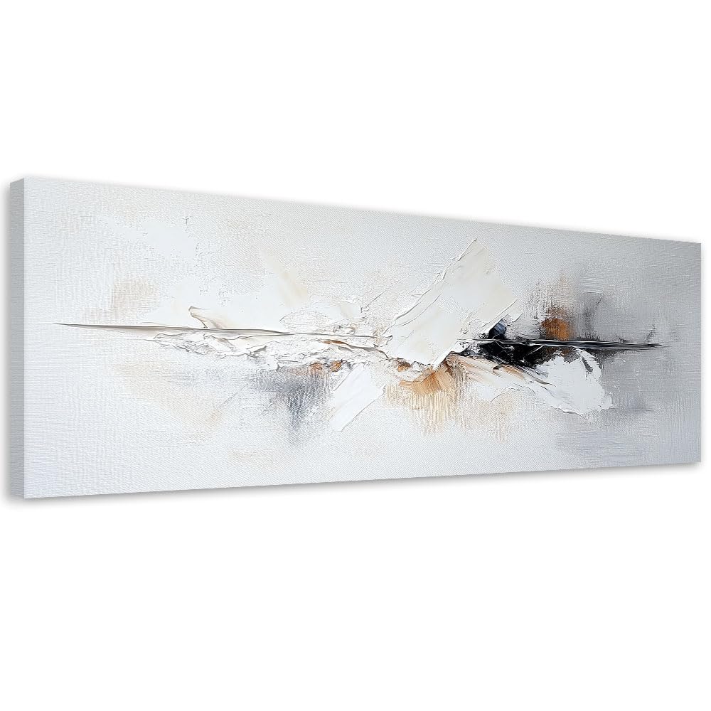 Feeby - Impression sur Toile - Tableau Decoration Murale - Abstrait industriel Gris Or - 90x30 1partie - Salon Peinture Tableaux - Moderne Reproductions Tableaux - Décoration Chambre