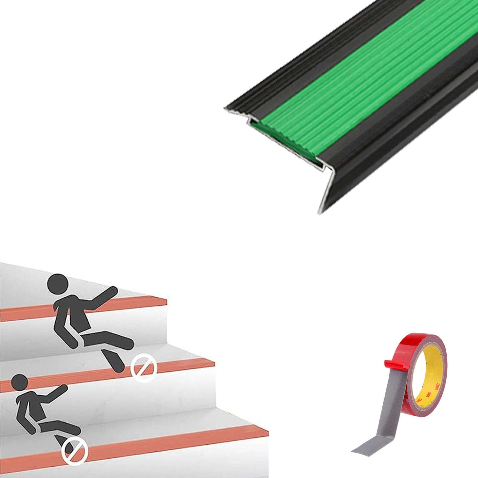 Tiras Antideslizantes para Peldaños, Tipo L Perfil para Cantos Escalera, Aluminio Tira Antideslizante, Diseño De Rayas Traseras, No Es Fácil Resbalar, Apto para Hoteles Y Hospitales ( Color : A , Size