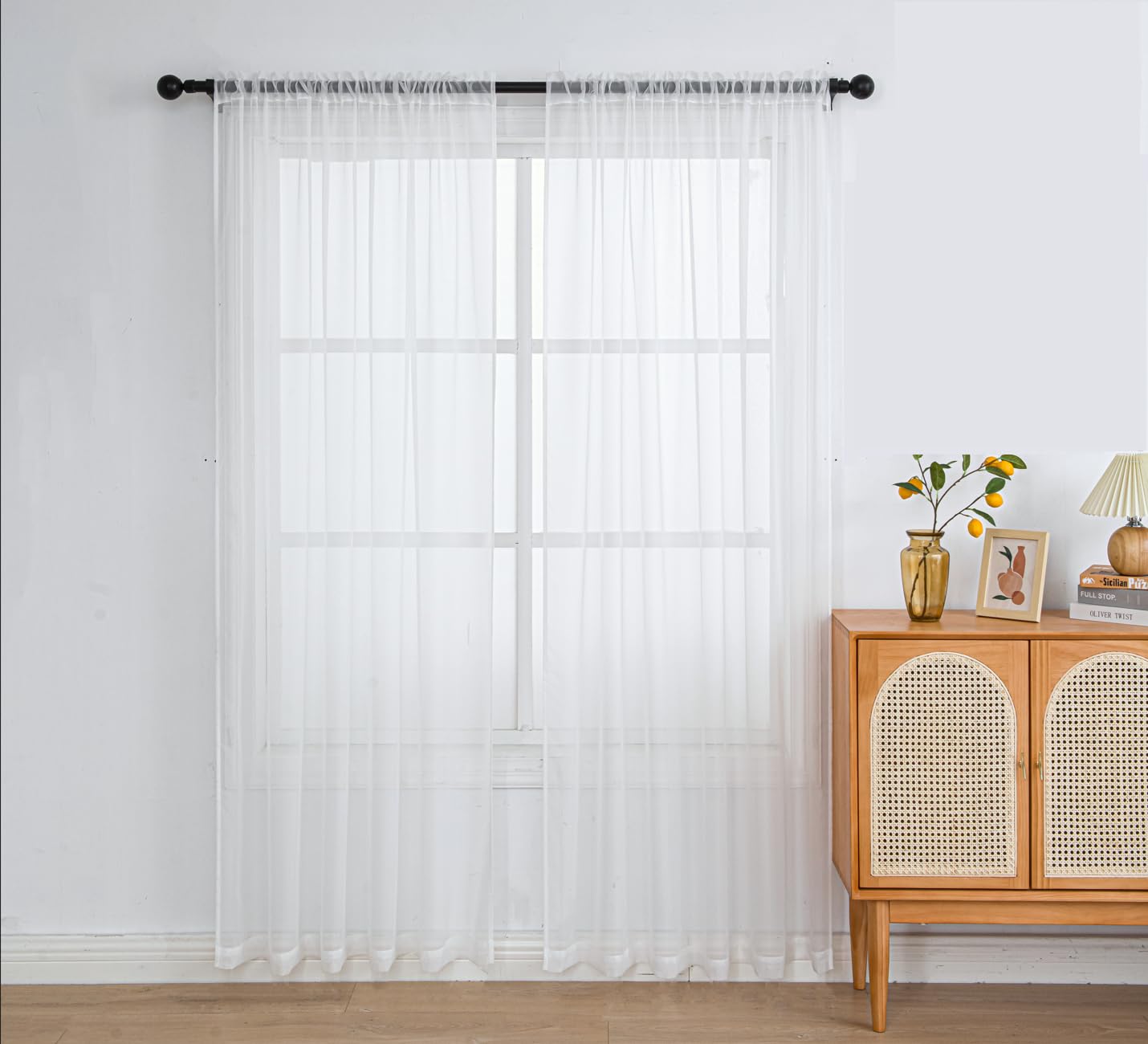 PI Sheer Curtains 84 Inches Long,Window Treatment Rod Pocket Light Filter Soft Airy Voile for Living Room/Bedroom/Patio Door/Sliding Door 2 Panels(