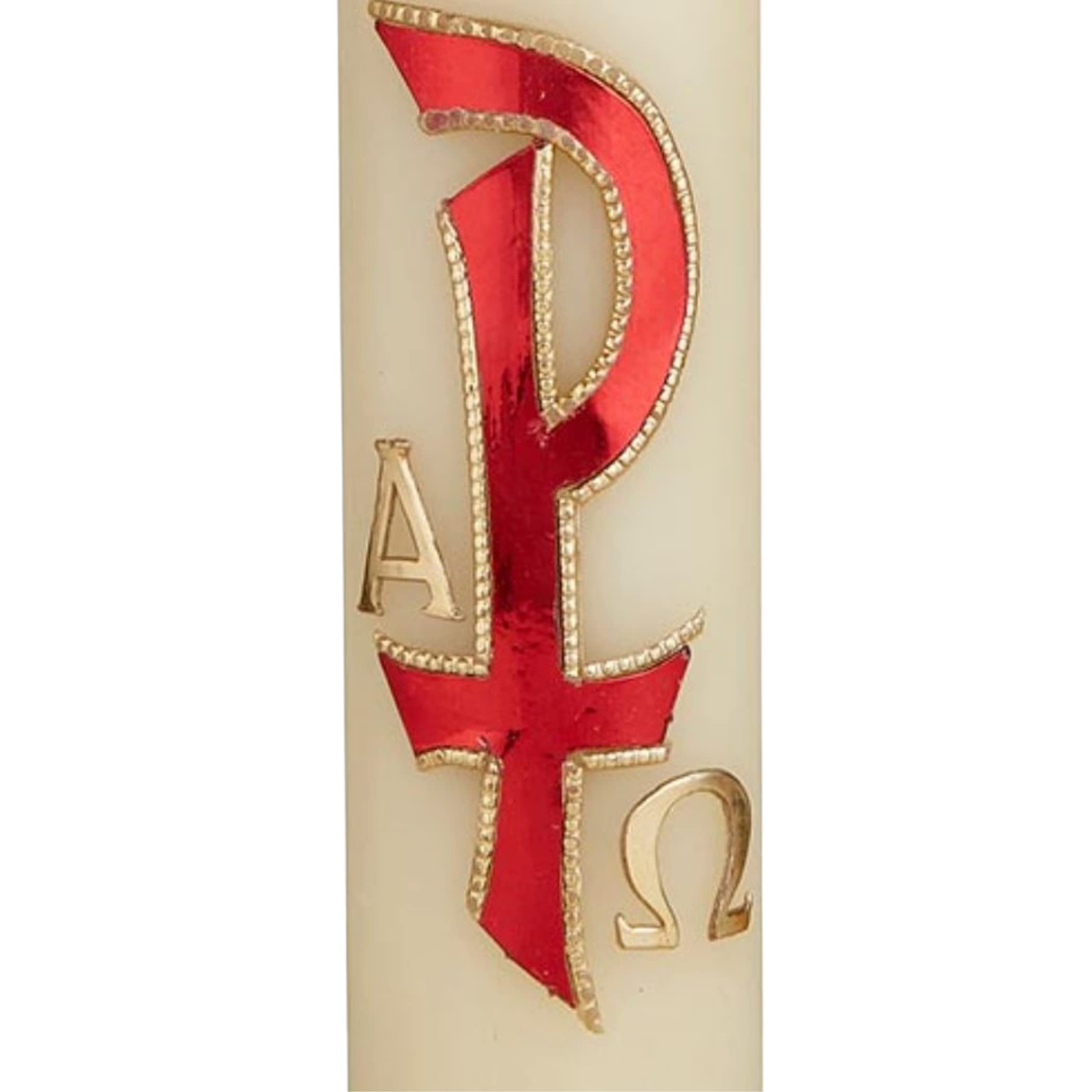 Chi Rho Alpha y Omega Pilar Vela para bautizos, Semana Santa y bautizos, velas católicas decoradas a mano para decoración de iglesia, 8 pulgadas