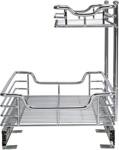Miniatura 9 de Household Essentials Glidez - Organizador de almacenamiento multiusos de acero cromado extraíble y deslizante para uso debajo del fregadero o debajo