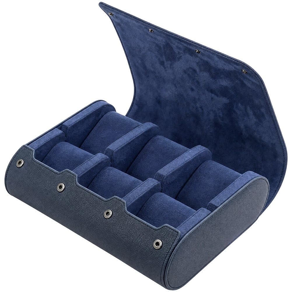 Caja De Almacenamiento De Relojes De Cuero con 6 Compartimentos, Estuche Portátil De Viaje para Relojes, Vitrina para Relojes, Organizador De Joyas para Viajes De Negocios Y Hogar.