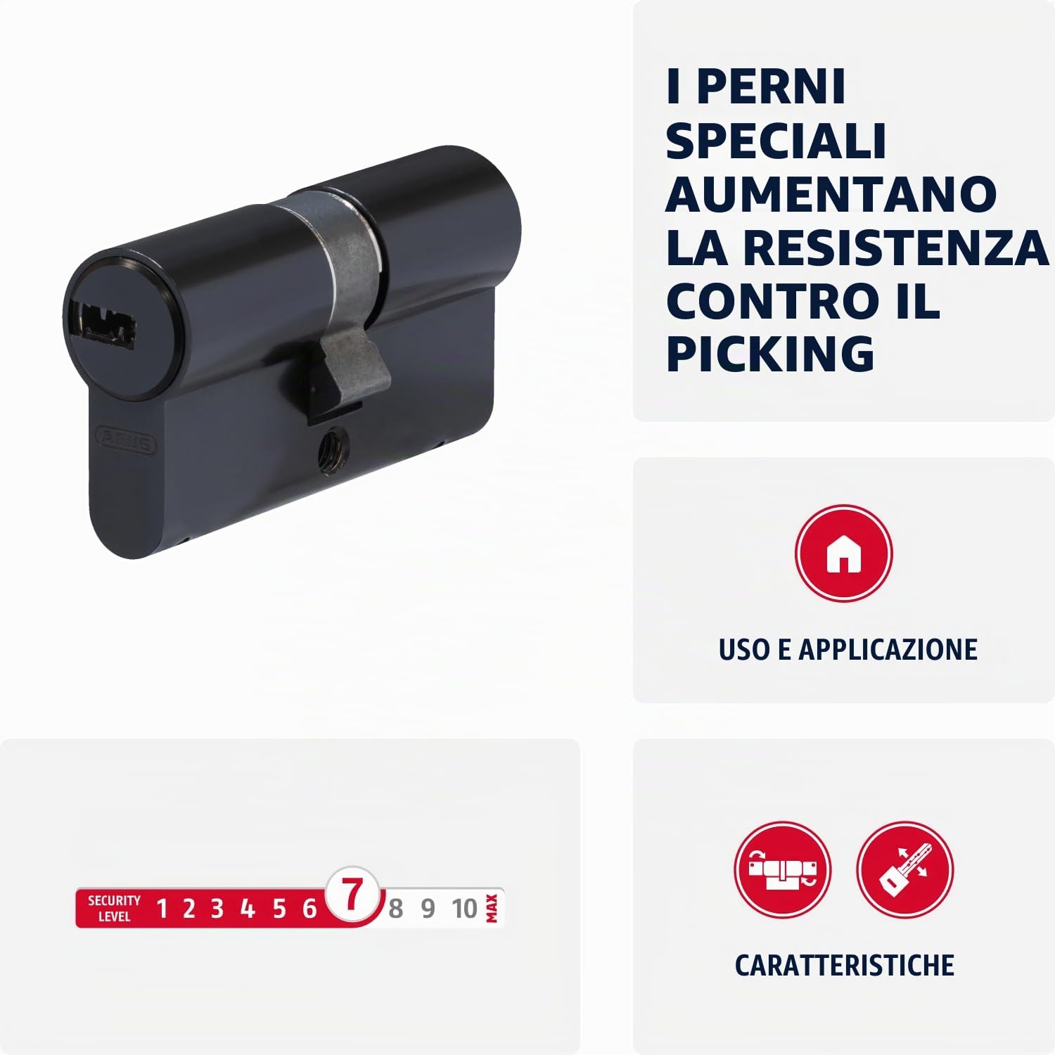 ABUS Cilindro profilato D6XBL 30/30 con scheda codice e 5 chiavi - 96801 - nero
