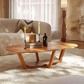 Mesa de Centro Elegance com Design Moderno Estrutura em MDF e Acabamento Premium para Salas de Estar Sofisticadas e Funcionais (Nature)