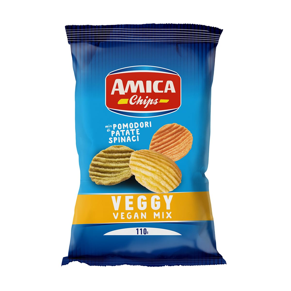 AMICA Chips | Patatine Veggy Vegan Mix, Mix di Pomodori, Patate e Spinaci, Patatine Vegane, 15 Pezzi x 110 gr
