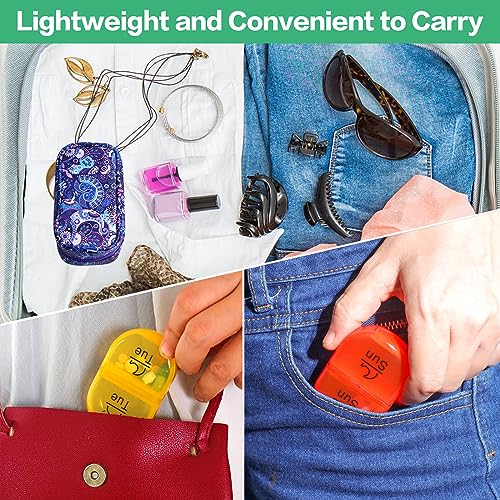 Image of Serfeymi Weekly Travel Pill Organizer 2 Times A Day AM PM Upgraded Rainbow Pill Box 7 Day with Portable Zipper PU Leather Pill Case, Medicine Organizer for Pills, Vitamins, Fish Oils - Purple-01