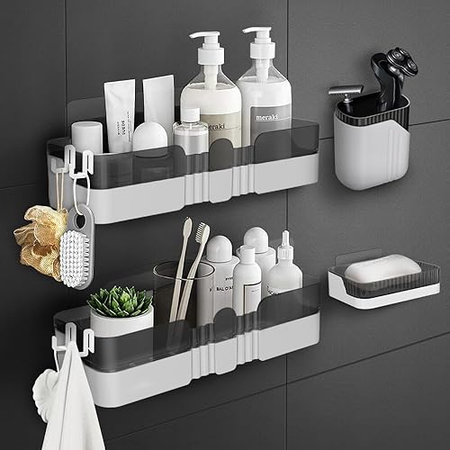 Miniatura 8 de WeshyiGo Paquete de 2 cestas de ducha organizador de ducha separable sin perforación estante de ducha de doble capa utilizado para baño y cocina