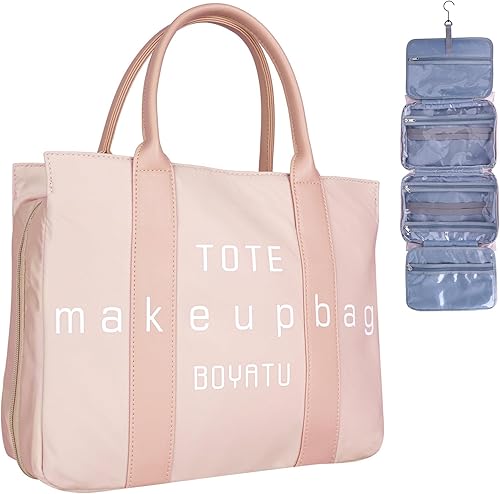 BOYATU Bolsa de aseo colgante de viaje, bolsa organizadora de cosméticos de maquillaje de gran capacidad para mujeres, organizador de viaje