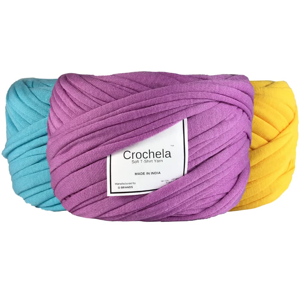 Crochela Cotton Polyester T-Shirt Yarn for Crochet/Knitting (Weight : 3 x 250 Grams) (Cyan, Orchid & Yellow) (B0BWV7XV1Q) Amazon Price History, Amazon Price Tracker