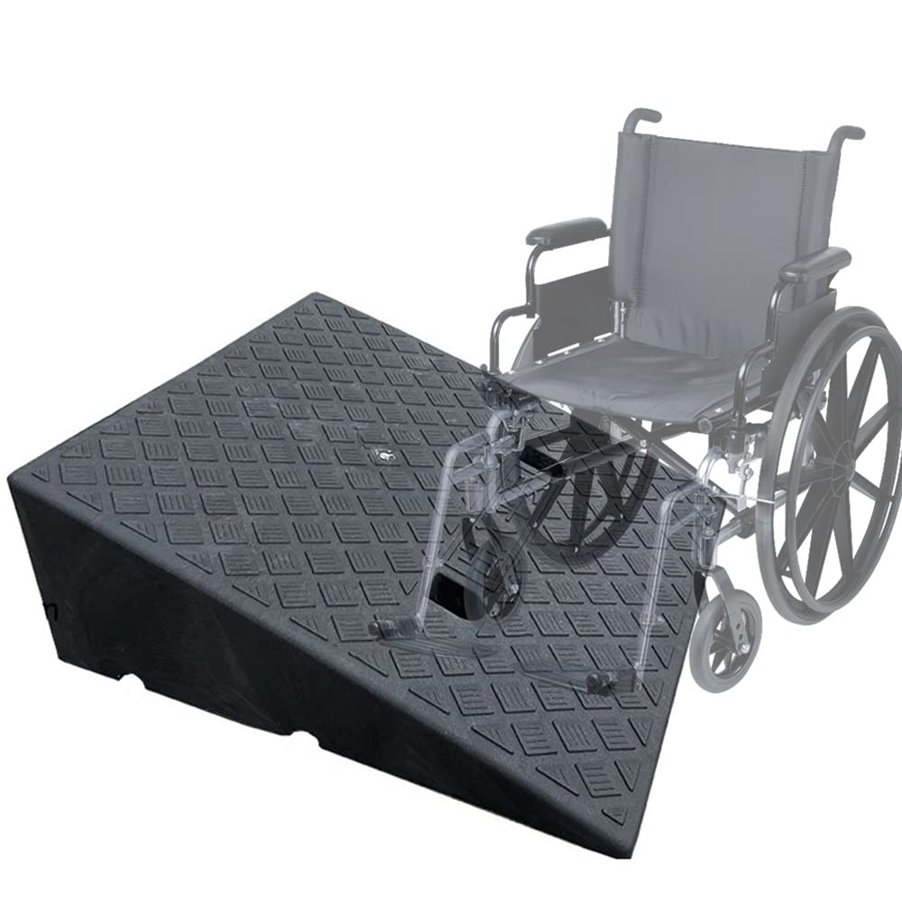 Threshold Wheelchair Ramp, Rubber Curb Ramp, Portable Heavy Duty Loading Ramp, Non-Slip Surface Kerb Ramp, 7"/ 7.5" Rise High (Color : Black, Size : 7.5in/19cm)