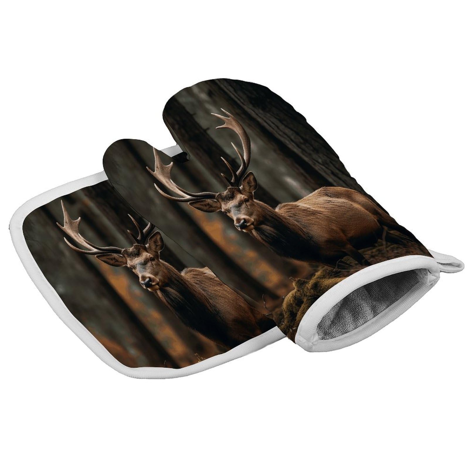 Fodpand Style Elk In The Grove Oven Mitts And Pot Holders Sets, Cooking Gloves And Hot Pads Heat Resistant Washable, Kitchen Oven Glove For Oven Cooking Baking Grilling