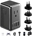 220V to 110V Converter Voltage Converter US to Europe Voltage Converter for Hair Dryer with 2 USB A and 2 USB C, European Travel Adapter Power Converter Adapter Combo from US to Italy UK AU..