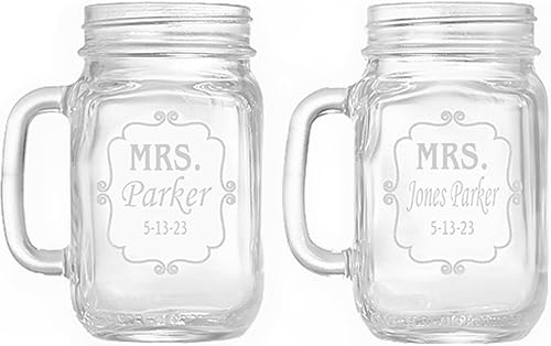Miniatura 13 de Let's Make Memories Personalized I Do, Me Too Glass Mason Jar Set-Rustic Wedding Gift-Bride & Groom