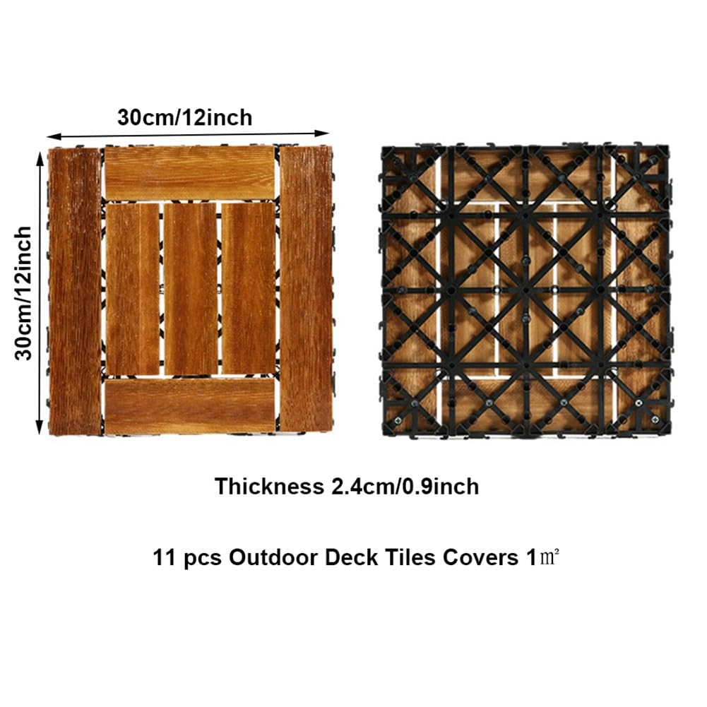 Baldosas compuestas entrelazadas for terrazas con acabado de veta de madera, paneles de suelo for exteriores de 12x12 pulgadas fáciles de montar(36)