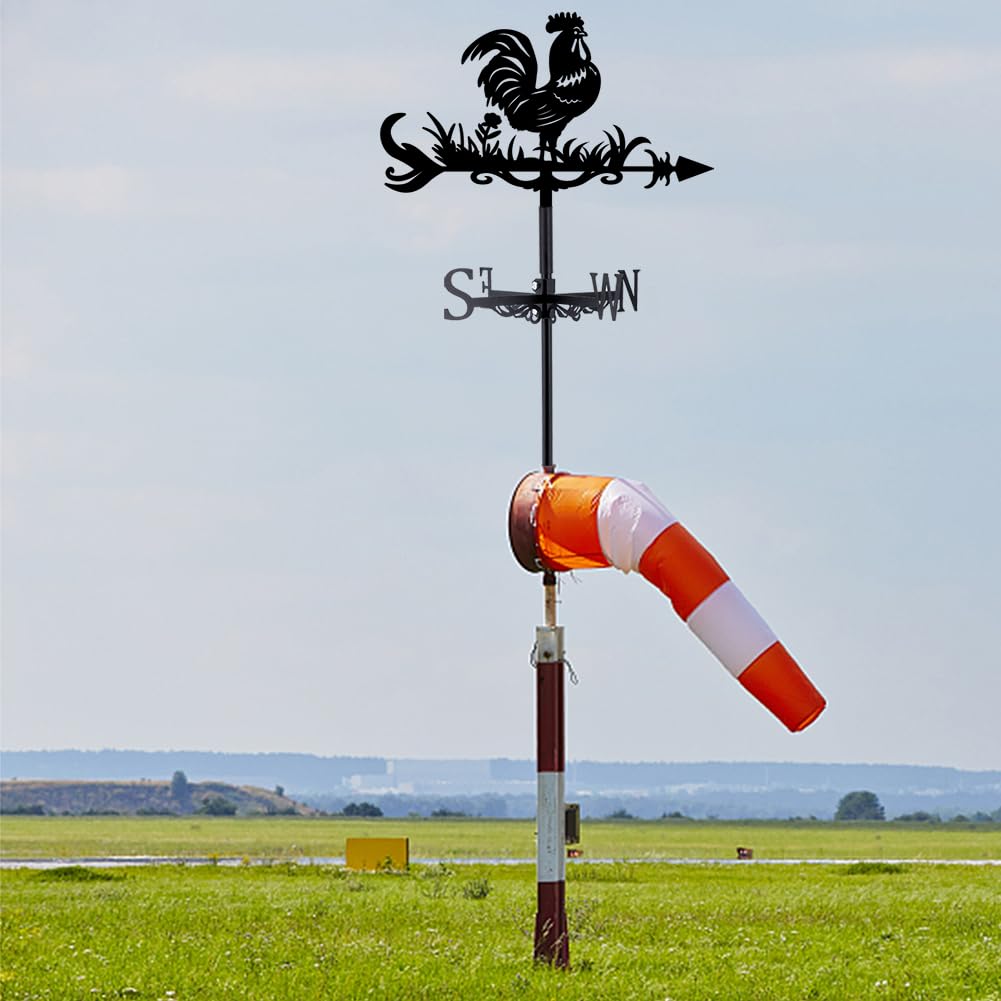 SUPERDANT Coq Girouette de Jardin Exterieur Poulet en Fer Forgé Girouette de Toit Jardin Direction Signe Extérieur Ferme Décoration Vent Mesure Outil Deco Jardin Exterieur