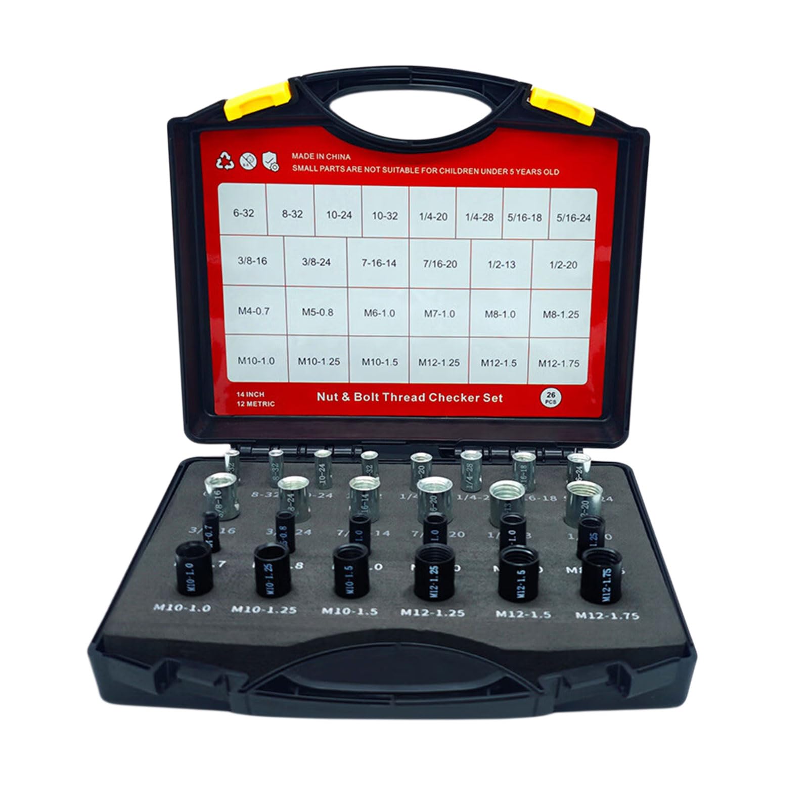 Sturdy 26Pcs Screw Fastener Thread Detector Set for Exact Measurement in Mechanical and Vehicle Repair Bolt Nut Thread Detector