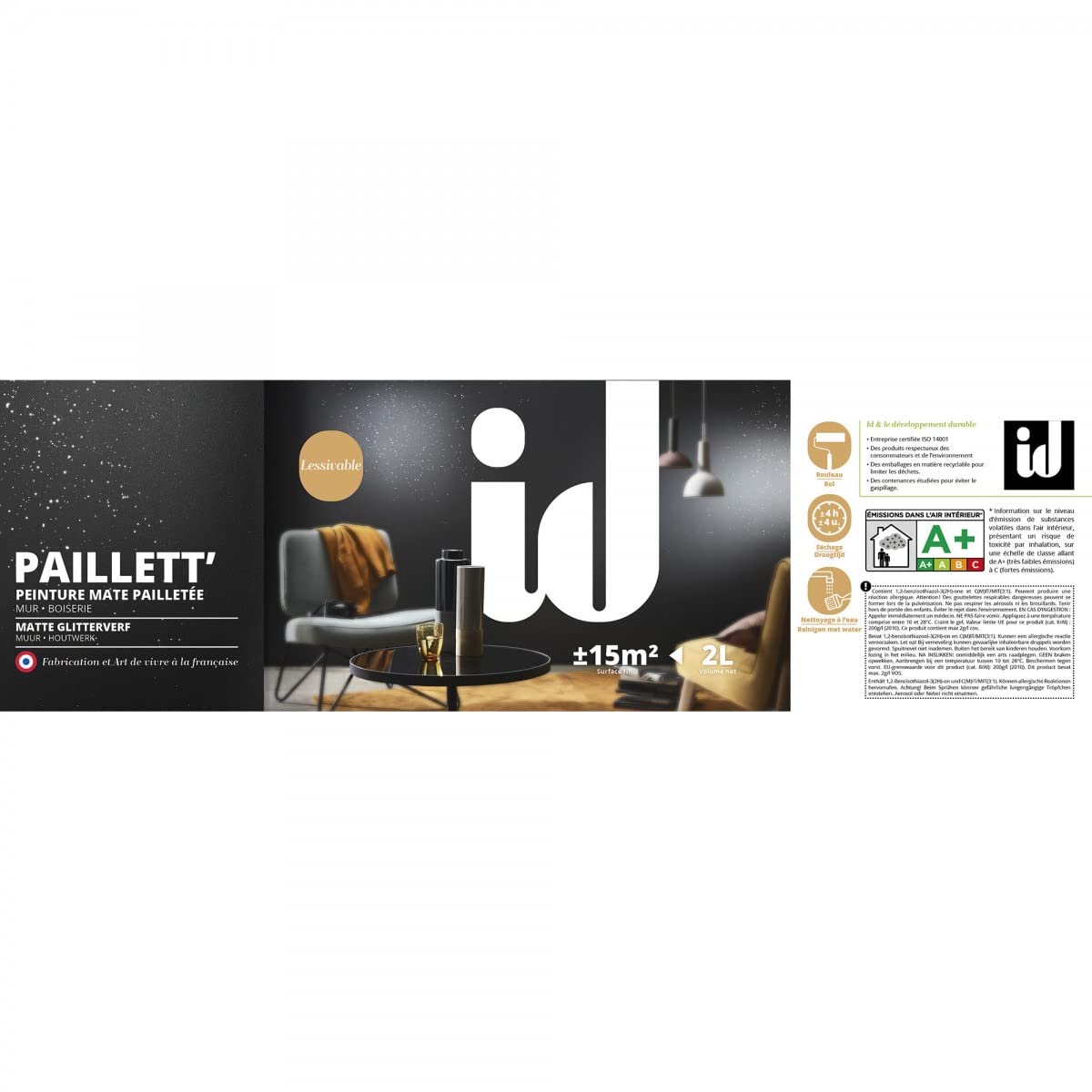 Peinture de finition mate paillettée PAILLETT 2L AVORIAZ - ID Paris