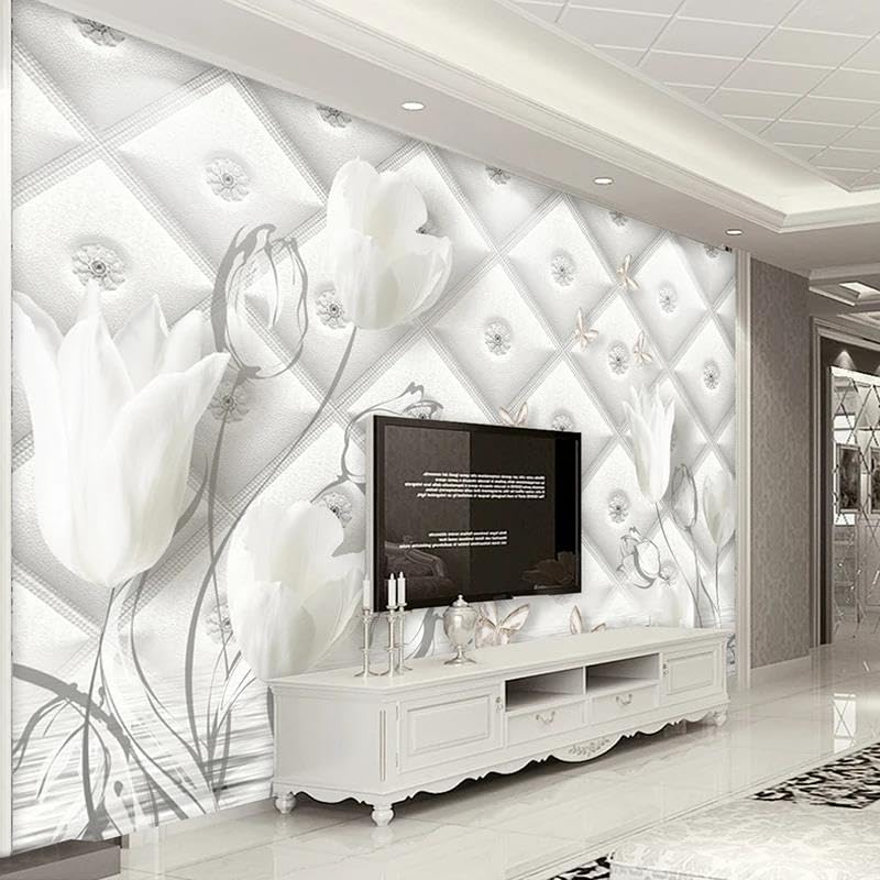 Papier peint mural 3D en PVC lavable et résistant pour fond TV