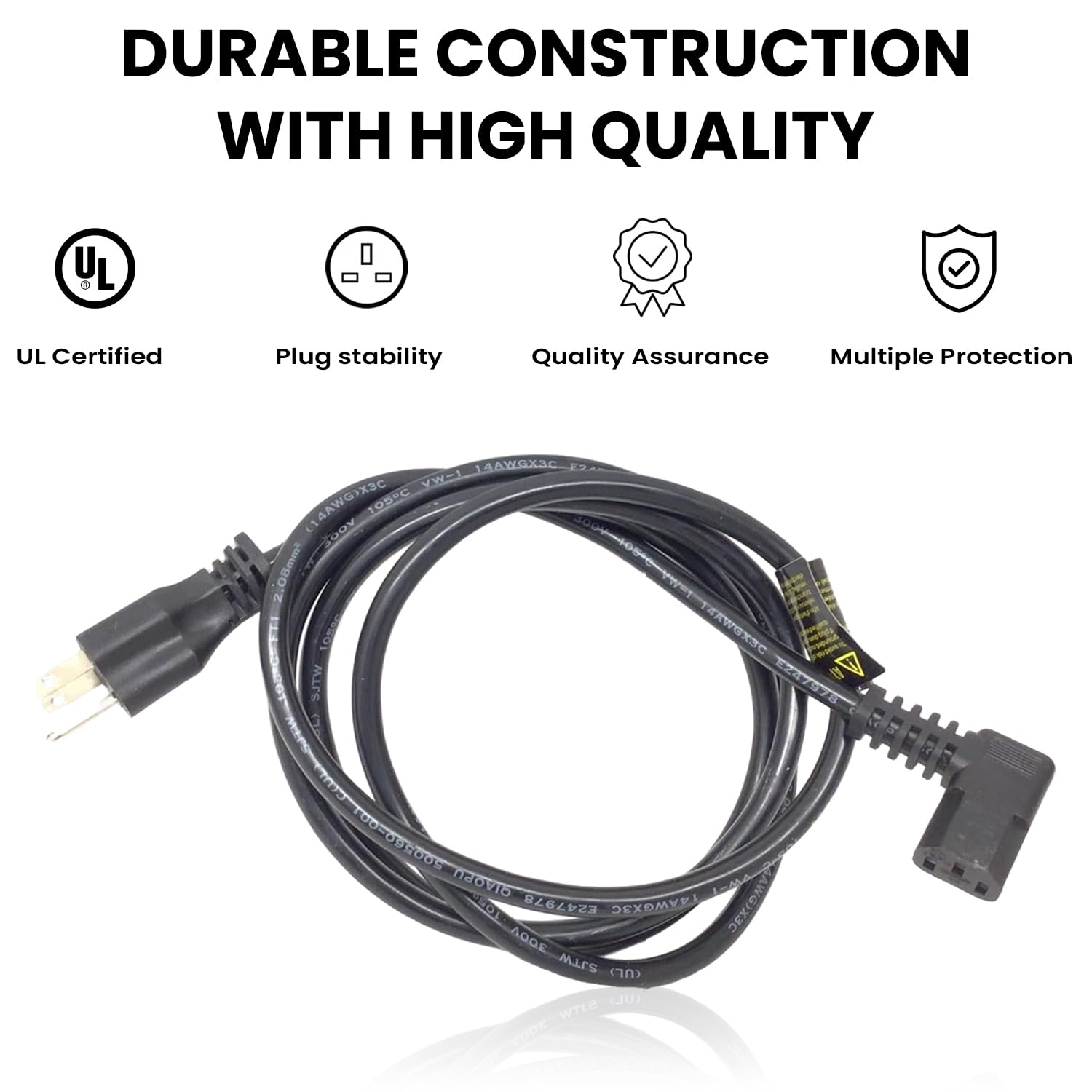 Amazon.com: Right Angle Power Cord 10FT – Heavy Duty 16AWG AC