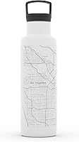 Vista 233 de Well Told Botella de agua aislada con mapa de Washington DC grabado, botella de acero inoxidable grabada (21 onzas, blanco) botella aislada de mapa