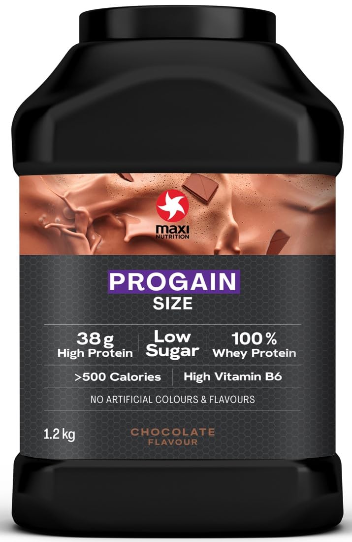 MaxiNutrition Progain | Whey Protein Powder Sports Supplement Shake for Size and Mass | Chocolate, 1.2kg - 10 Servings