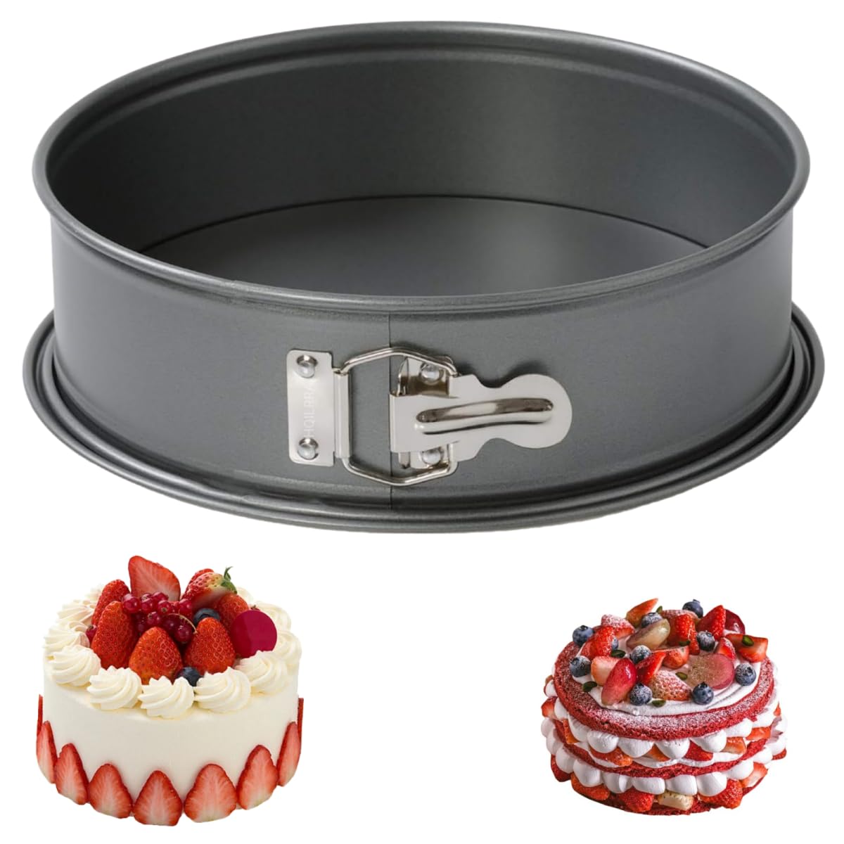 HQILRRA Cake Tin 10 Inch for Baking, 25cm Springform Cake Tin for Cheesecake, with Loose Base and PFOA Non Stick, Bakeware, Unique Design-Oven Safe,Reusable