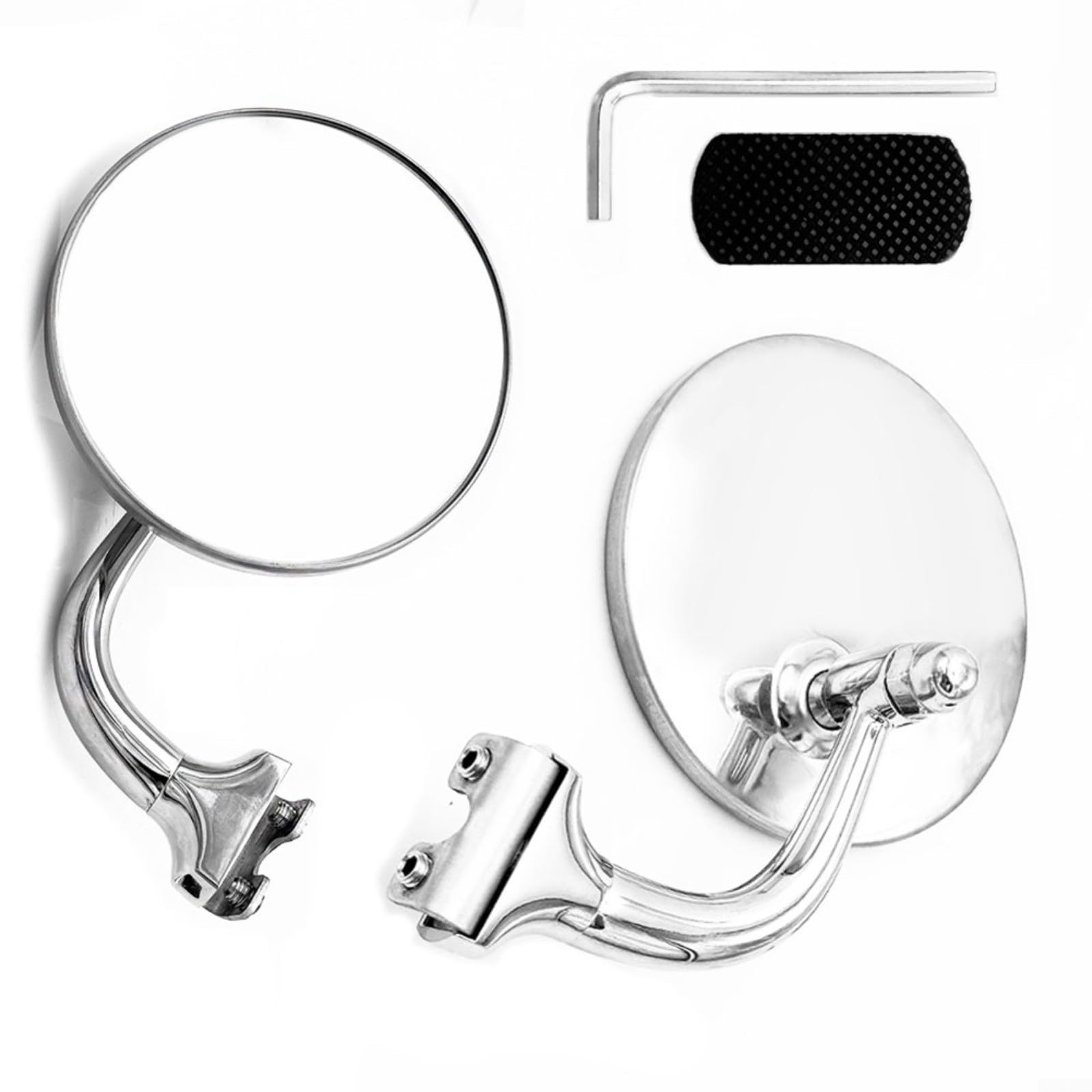 2 Pezzi Specchietti Laterali Vintage Rotondo Argento Retro Specchietto Retrovisore per Auto Classiche Montabile 11x6,5x11cm
