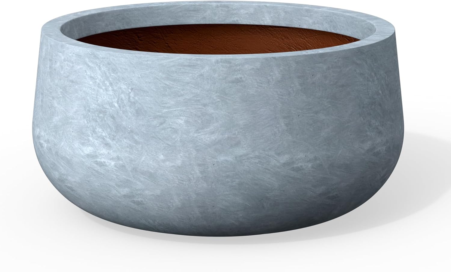 Kante 15.7 Inch-Dia Round Concrete Bonsai Planter with Drainage Hole, Large Plant Pot for Indoor Outdoor Plants, Suitable for Patio, Garden, Home, Slate Gray Finish with Painted Interior