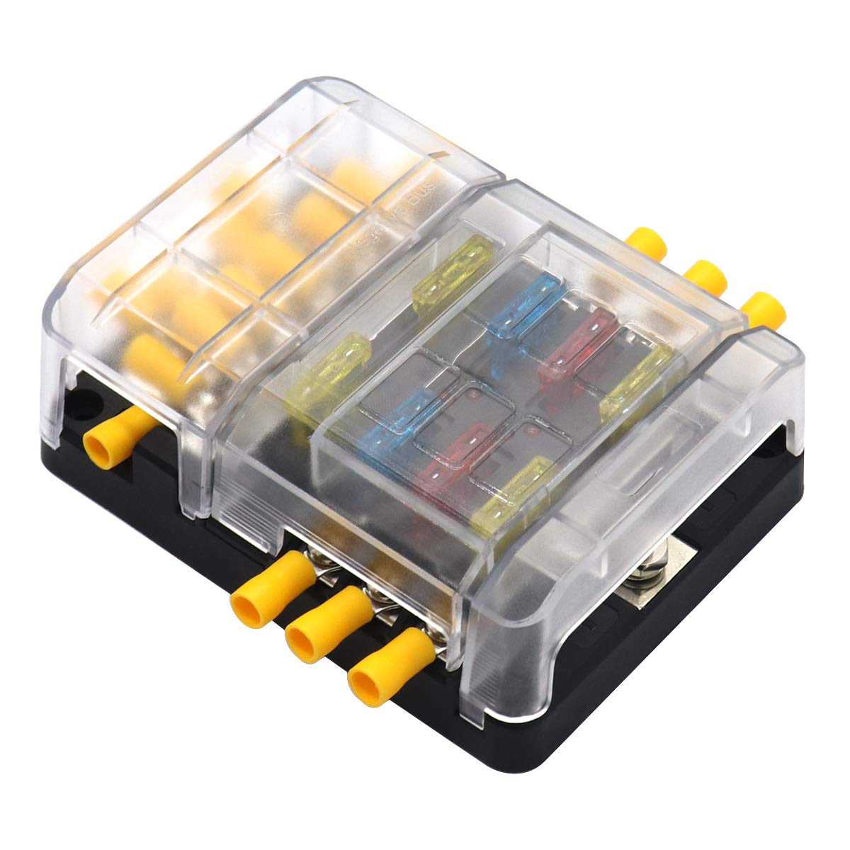 Buy 6 Way Blade Fuse Block with Ground 12volt 32 volt Fuses Box for