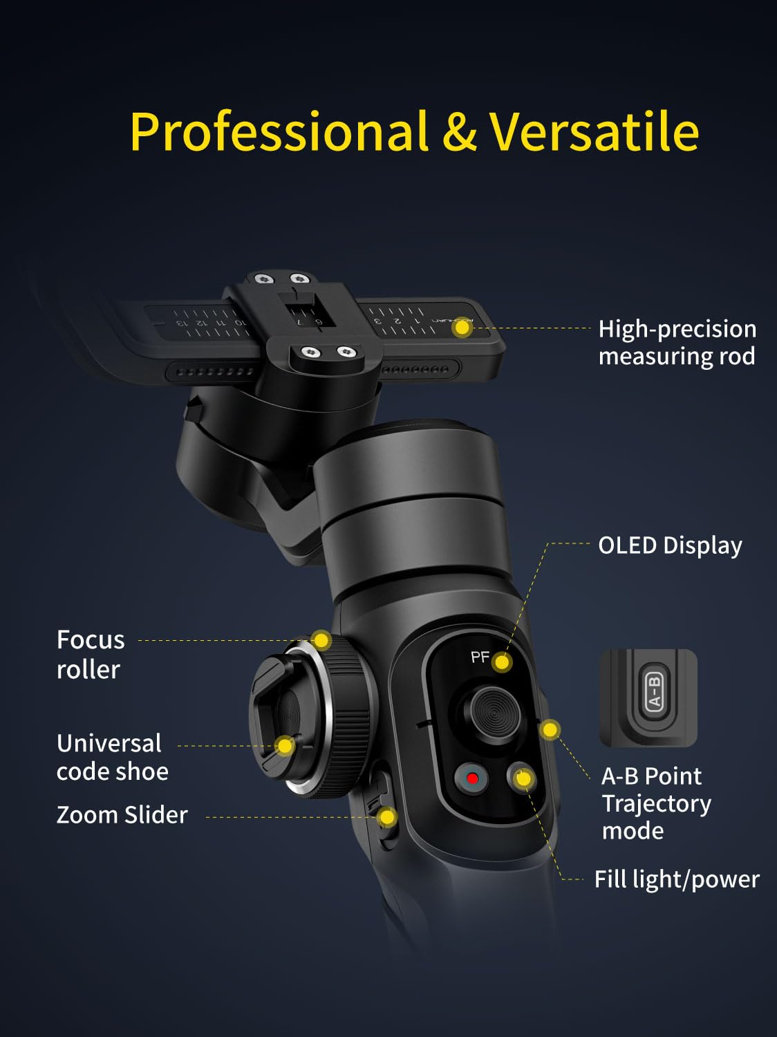 AOCHUAN Gimbal Stabilizer for Smartphone, Phone Gimbal w/8" Extension Rod, Profession 3-Axis Stabilizer w/RGB Magnetic Fill Light for Video Recording, Compatible w/iPhone/Andriod-: Smart S2